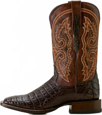 Ariat Mens Caiman Belly Classic Callen Exotic Cowboy Boot In Chocolate/chestnut