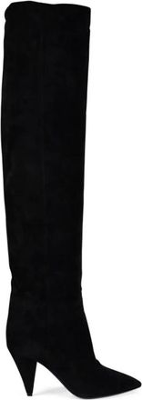 Saint Laurent Kiki Dijhoge Laarzen - Dames - Over de knie laarzen - Zwart - 37 EU - Leer - Schoenen