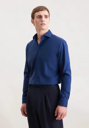 Seidensticker Businesshemd SEIDENSTICKER Schwarze Rose, Herren, Gr. 3XL (48), normale &Auml;rmell&auml;ngen, blau (dunkelblau), 100% Baumwolle, unifarben, regular fit, 2-Knop