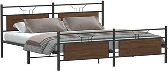 vidaXL Metal Bed Frame without Mattress Brown Oak 193x203 cm Vidaxl