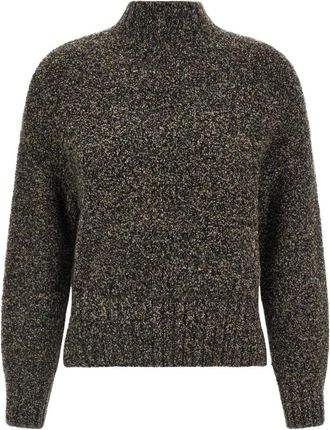Agnona Cocoon Kasjmier Zij Boucl&eacute; Hoge Hals Trui - Dames - Cashmere truien - Bruin - S - Kasjmier - Truien & Vesten