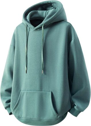 Generic Mens Oversized Hoodie Autumn Designer Jumpers Long Sleeve Baggy Gym Hoodies Solid Colour Sports Pullover with Pocket Drawstring Hooded Sweatshirts for