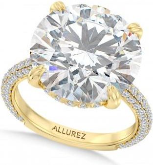 Allurez Round Lab Diamond Engagement Ring 14K Yellow Gold (8.90ct)