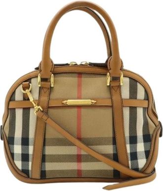 Burberry Pre-owned Handbags, female, Beige, Size: ONE SIZE Pre-owned Canvas Leather 2way Handbag