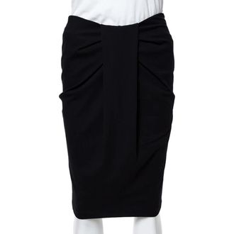 Emporio Armani Black Jersey Pleat Front Pencil Skirt