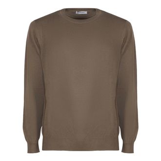 KANGRA Cotton Crewneck Jumper - male - Kangra - Round-neck Knitwear - Brown - L - Knitwear
