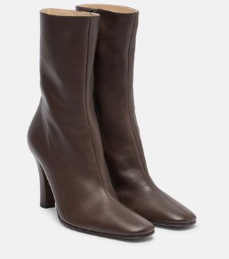 The Row Mona leather ankle boots