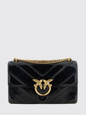 Pinko Mini Crossbody Bag in Calfskin with Chevron Pattern and Love Birds Logo