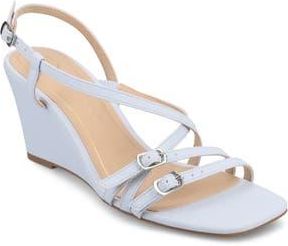 Journee Collection Clinne Wedge Sandal in Light Blue at Nordstrom Rack, Size 8.5