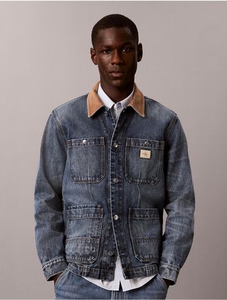 Calvin Klein Jeans Calvin Klein Mens Denim Chore Coat - Blue - XL