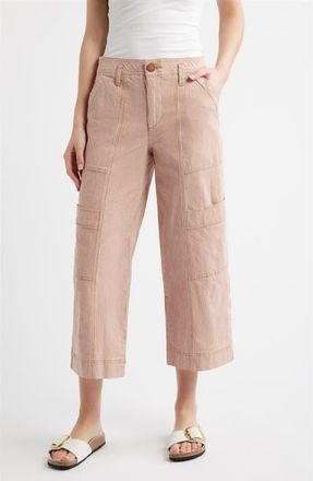 Wit & Wisdom Skyrise Cotton Crop Wide Leg Utility Pants in Coffee at Nordstrom, Size 18