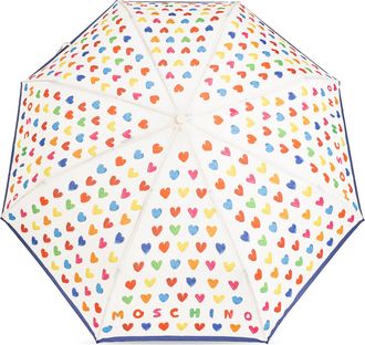 Moschino Folding Umbrella With Colorful Print, Unisex, Cream