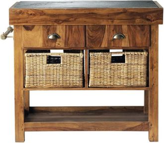 Maisons du monde Isla de cocina de madera maciza de mango y pizarra An. 95 cm