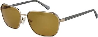 Guess Gouden Metalen Rechthoekige Zonnebril - Heren - Zonnebrillen - Geel - ONE Size - Accessoires