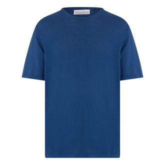 Roberto Collina T-Shirts, male, Blue, Size: 2XL Crewneck Short-Sleeve Sweater