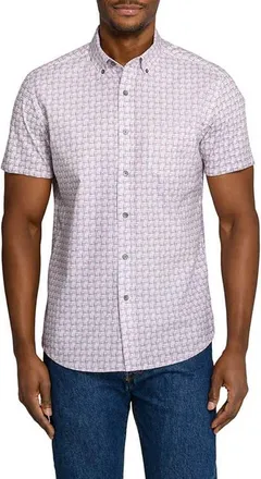 W.R.K Faded Square Short Sleeve Button-Down Shirt in Maroon at Nordstrom, Size Xx-Large