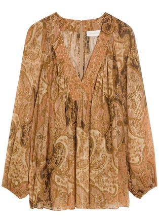 Zimmermann Carousel Metallic Silk top - Brown - 00 (UK 6 / XS)