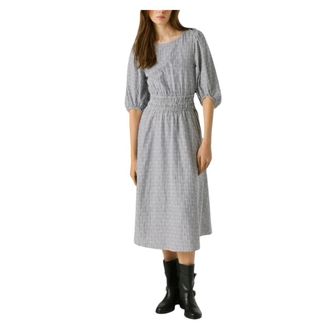 Pepe Jeans London Midi Dresses, female, Blue, Size: XS Striped Midi Dress