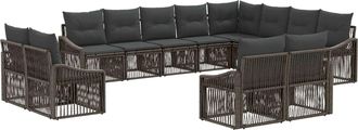 vidaXL Conjunto De Sof&aacute;s De Jard&iacute;n 12 Uds. Gris Rat&aacute;n Sint&eacute;tico Vidaxl