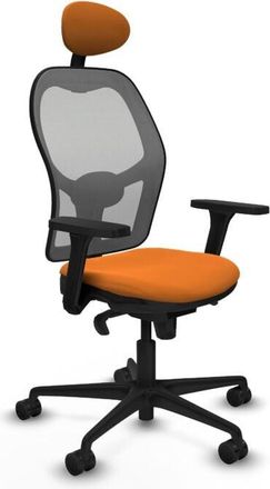 Piqueras y Crespo Piqueras Y Crespo - Jorquera Sincro Malla Gris Similpiel Naranja Brazos 3d Base Nailon Cabecero Fijo Ruedas 65mm Nailon