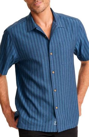 Tommy Bahama Surfside Ranch Silk Button-Up Shirt in Blue Ash at Nordstrom, Size Xx-Large