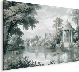 OEM Imagen - Vista Del Parque Y El Lago, Paisaje Retro Vintage Con Vegetaci&oacute;n / Paisaje Con Un Parque Y Un Lago En Un Entorno Verde Retro