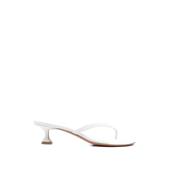Amina Muaddi Heeled Mules, female, White, Size: 7 1/2 US Juliette 45 Thong Sandal