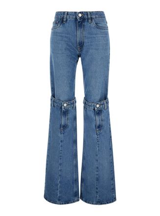 Coperni Light Blue Jeans With Open Knee In Denim Woman