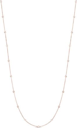 Suzy Levian 14K Rose Gold 1.00 Ct. Tw. Diamond Station Necklace