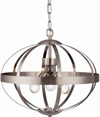Netlighting Healey 3 Light Cage Ceiling Pendant Brushed Steel E14