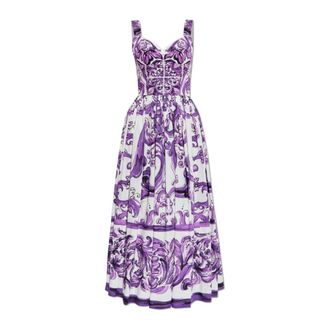 Dolce & Gabbana Maxi Dresses, female, Purple, Size: XS Dress with Majolica print