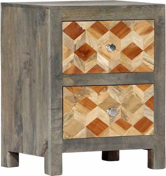 vidaXL Mesita De Noche Madera Maciza De Mango Gris 40x30x50 Cm Vidaxl
