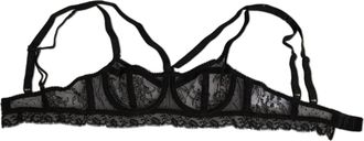 Dolce & Gabbana Black Floral Lace Nylon Balconcino Bra Womens Underwear