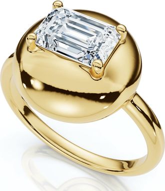 Pompeii3 1Ct Emerald Cut Solitaire Candy Button Diamond Ring 14k Gold or Pt Lab Grown