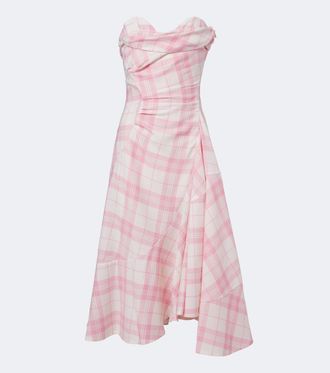 Vivienne Westwood Spiral checked wool-blend bustier dress