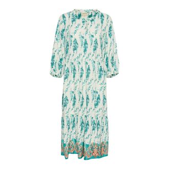Cream Etnische Bloem Flounce Jurk - Dames - Casual kleedjes - Blauw - 2XL - Kleedjes