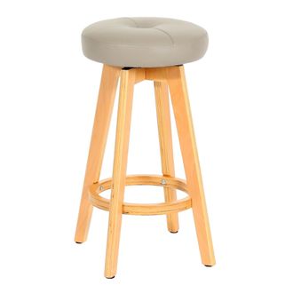 Hhg Hhg - Nunca Usado] Taburete De Bar Navan, Taburete De Bar Taburete De Mostrador, Madera Imitaci&oacute;n Cuero Giratorio, Taupe, Patas Claras