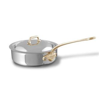 Bloomingdale's MCook B 5-Ply Polished Stainless Steel Saute Pan With Lid, And Brass Handle, 3.2-qt in Silver at Nordstrom