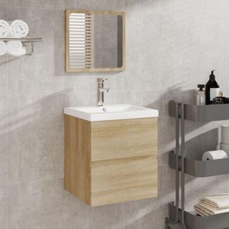 vidaXL Armario De Lavabo Con Lavamanos Y Espejo Color Roble Sonoma Vidaxl