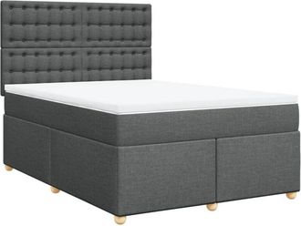 vidaXL Vidaxl - Cama Box Spring Con Colch&oacute;n Tela Gris Oscuro 140x190 Cm
