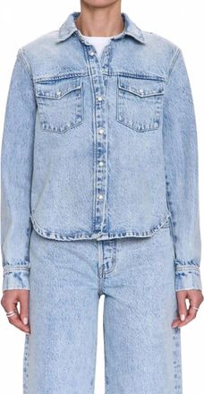 Pistola Denim Thea Shrunken Denim Shacket In Light Wash