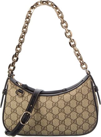 Gucci Gg Emblem Small Gg Supreme Canvas & Leather Shoulder Bag