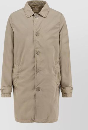 Aspesi long rain jacket buttoned cuffs collar pockets