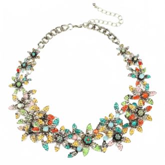 Eye Candy Los Angeles Summer Bloom Crystal Statement Necklace In Multi