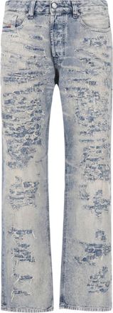 Diesel Light Wash Distressed Straight-Leg Jeans
