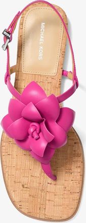 Michael Kors Jacie Floral Embellished Leather T-Strap Sandal