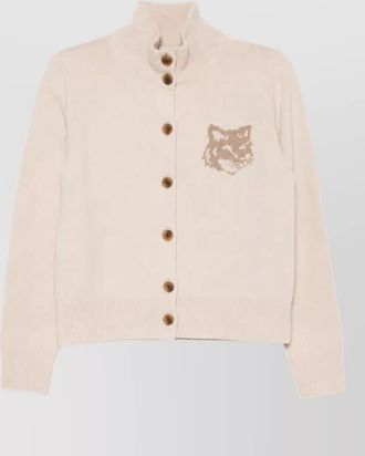 Maison Kitsun&eacute; wool intarsia-knit high-neck cardigan