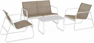 Sweeek Mobiliario de jard&iacute;n de metal y textileno para 4 personas