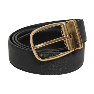 Dolce & Gabbana Classic Metal Logo Buckle Leather Belt
