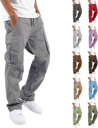 Generic Mens Cargo Trousers Tactical Work Track Pants Bottoms Casual Safety Combat Pant Multi Pocket Heavy Duty Activewear Smart Travel Outdoor Fishing Joggin